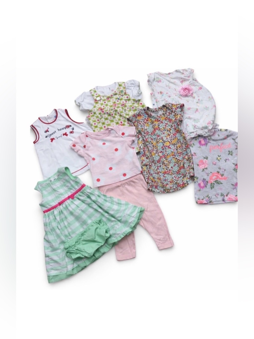 Baby Girl‎ Clothing Bundle of 8 Size 6 Months Summer Ready Pink Green Floral Lot